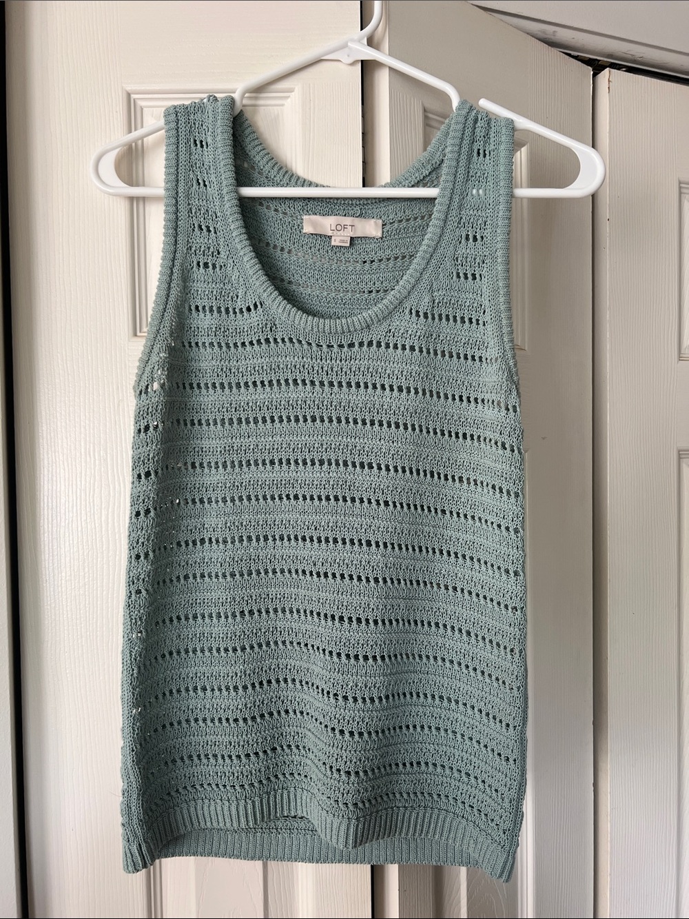 LOFT Seafoam Open-Knit Scoop Neck Tank